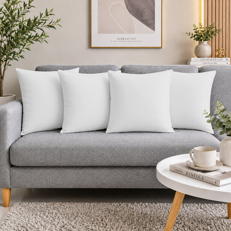 Classic Microfiber Cushion Cover Fade Resistant for Sofa and Bed, WHITE