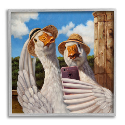 Goose Friends Selfie Scene, estampe numérique par Lucia Heffernan