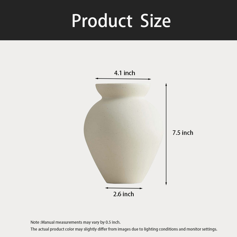 Vase à fleurs, vase à fleurs en céramique, vase de table, Crème, crème