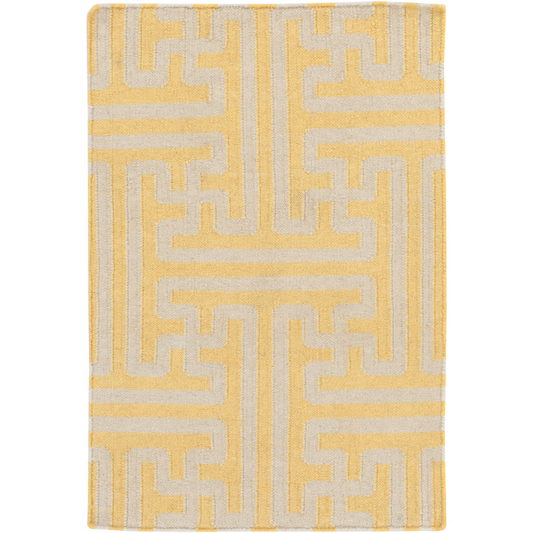 Tapis beige en laine tissé à la main Bernardston