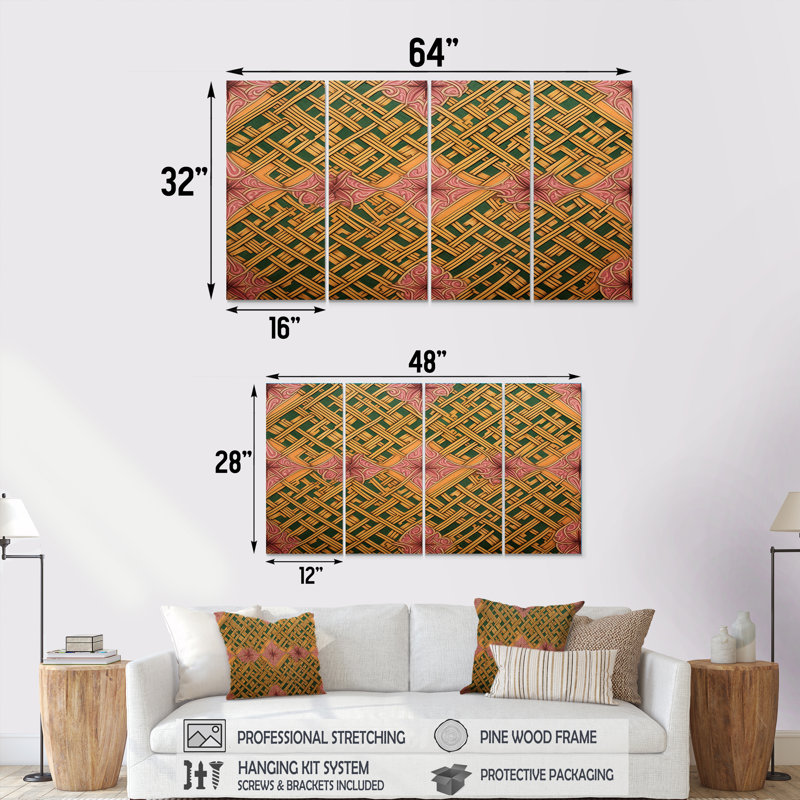 Motif celtique - ensemble d'art mural géométrique 4 pièces, 28" H x 48" W