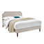 Structure de lit simple en lin avec tête de lit capitonnée à boutons Relexhoon Relexhoon, lit plateforme avec support en lattes de bois-790951578-790951559