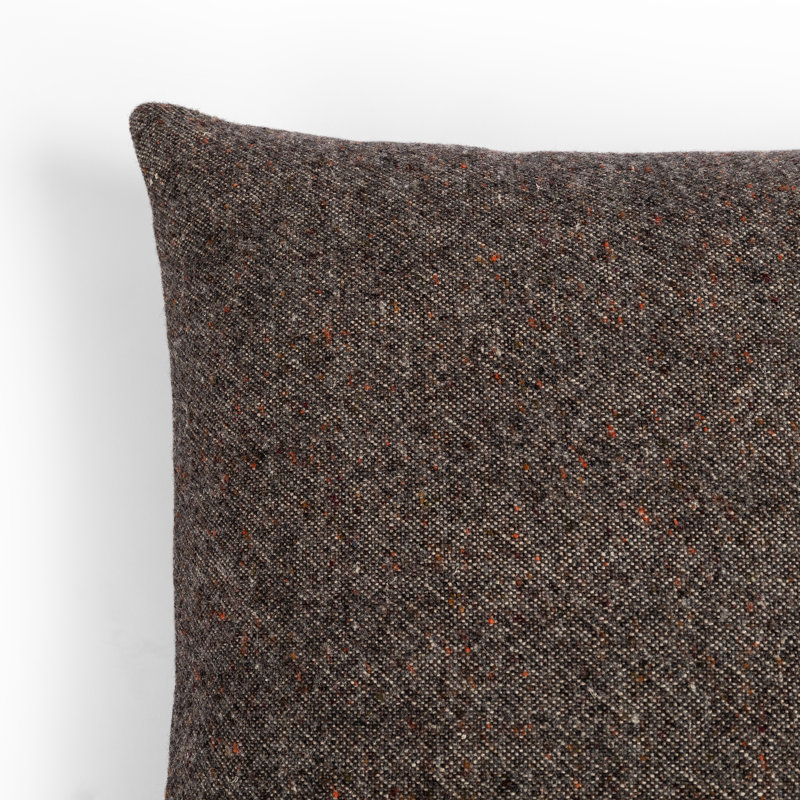 Hasselt Ebony Stonewash Linen and Wool Reversible Throw Pillow