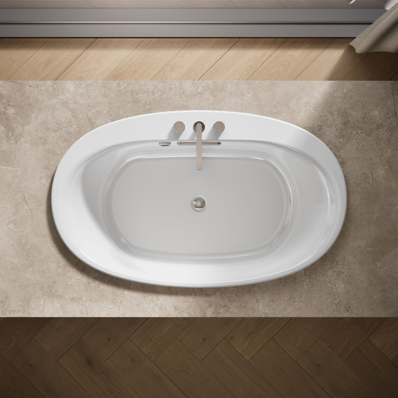 Underscore Oval Drop-in Bath with Bask Heated Surface, White