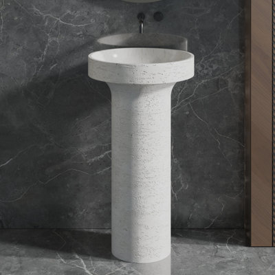 Lavabo de salle de bain rond à piédestal de 35 po Chloe