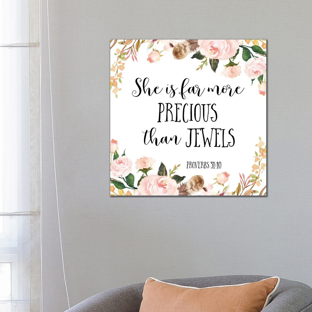 She Is Far More Precious Than Jewels, Proverbs 3:15 - Print on Canvas