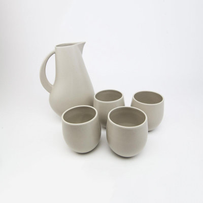 Borgen 5-Piece Stoneware Goblet and Pitcher Set