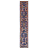 Hand Knotted Wool Area Rug in Navy And Rust