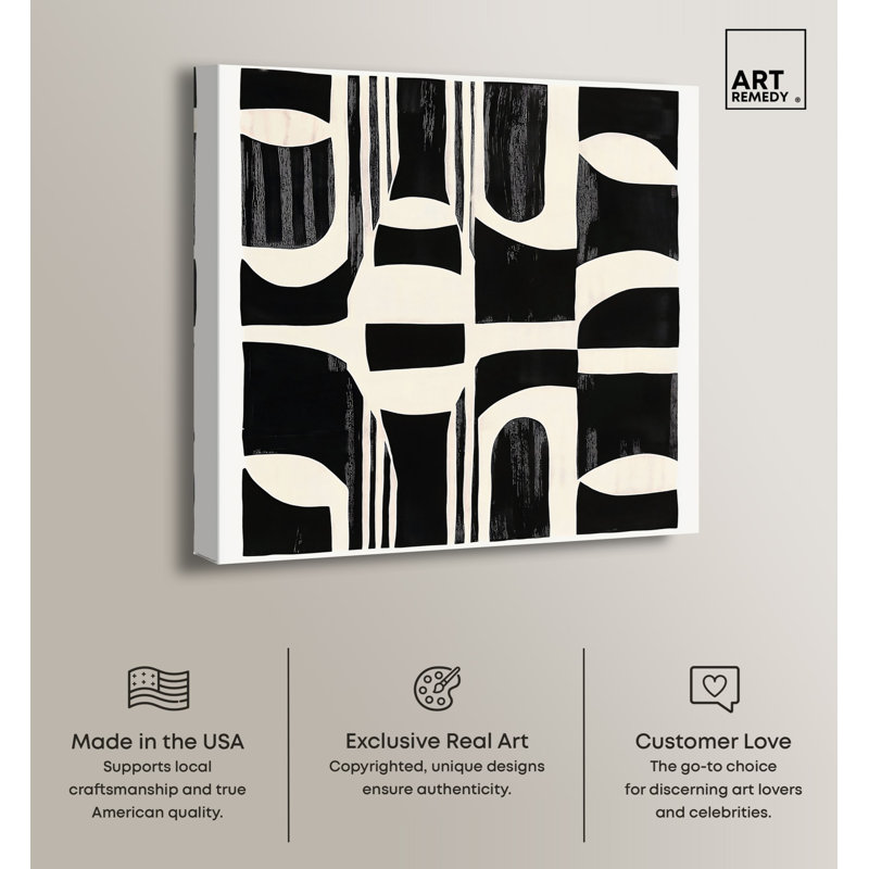 Noir Patterns II Black and White Abstract Canvas Art