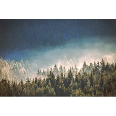 Haskett Fog Mountains In Autumn - Wrapped Canvas Print