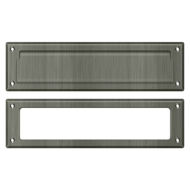 19EE99E2751048A282AB7C5F77C362DA Fente pour boîte aux lettres 8-7 / 8 "avec cadre intérieur en nickel antique, Nickel antique