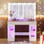Coiffeuse moderne avec ampoules et tiroirs, 43,3 po de bureau de coiffeuse, modes d'éclairage pour grande chambre à coucher 3 et luminosité réglable, douille de tiroir