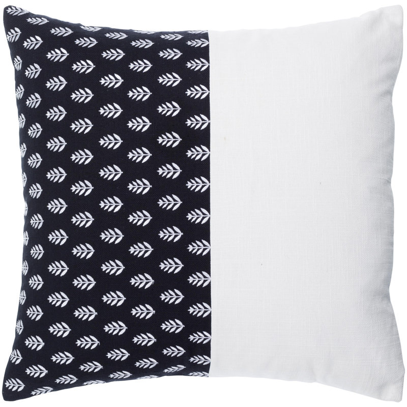 Floral Cotton Throw Pillow, Black, 18" x 18", Pillow Cover Only - No Insert