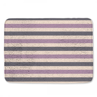 Tapis de bain rose à rayures grises