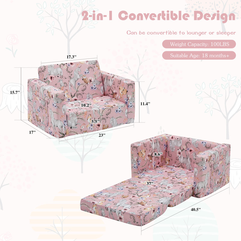 Alexandre Kids Sleeper Chair, Pink Unicorn