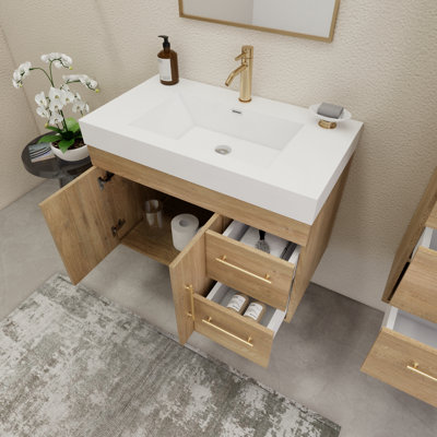 35.4" Wall-Mounted Single Bathroom Vanity Set