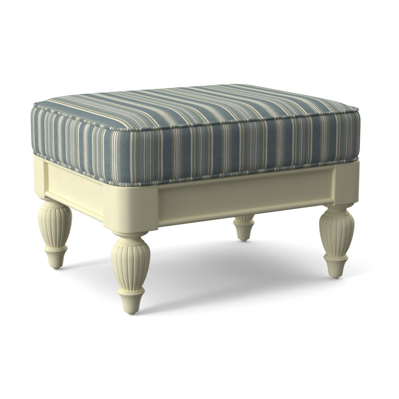 Grand View Ottoman, Java Finish, Green and Blue Stripe; 0252-54