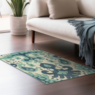 Tapis bleu sarcelle Ochre Ikat