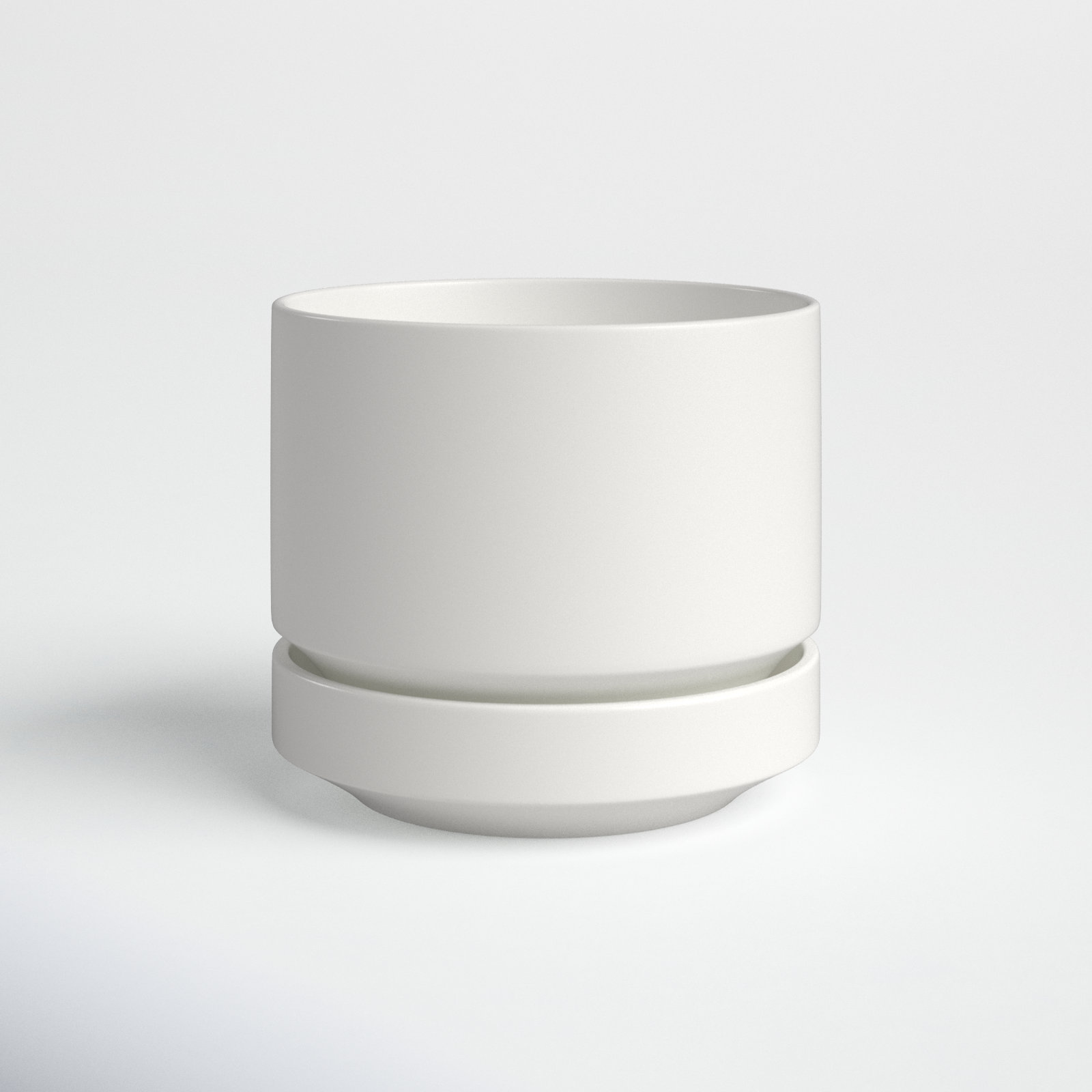 Byer 10" Ceramic Pot Planter, White, 6" H x 7" W x 7" D