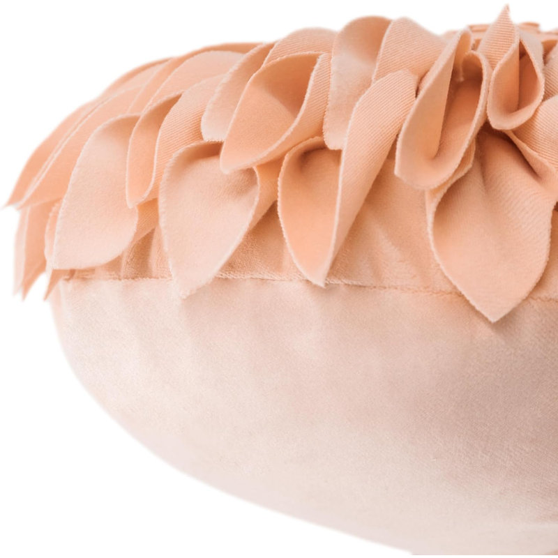  Housse et insert de coussin décoratif en tournesol Appliqued, Carré 14 po, Velours pêche