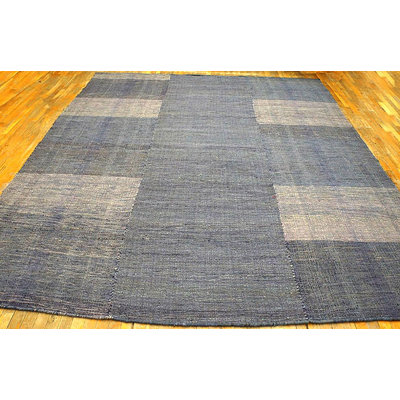 Flatweave Wool Geometric Area Rug in Gray