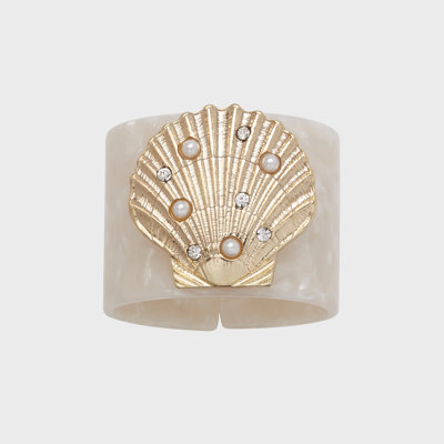 Shell Resin Napkin Rings, Pearly White