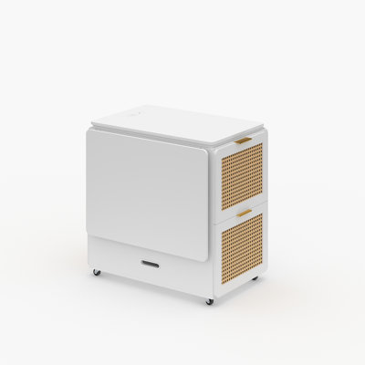 3-In-1 Convertible Filing Cabinet – Flip-Top With Double Drop-Leaf, 4 Drawers & Built-In Outlet, Multi-Functional Storage Workspace For Home Office, White Rattan