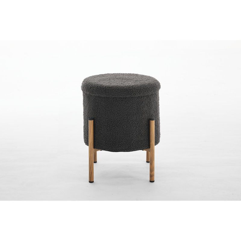 Accessoire de salon moderne, rangement rond - repose-pieds rembourré gris avec rangement, conception ergonomique pour les espaces
