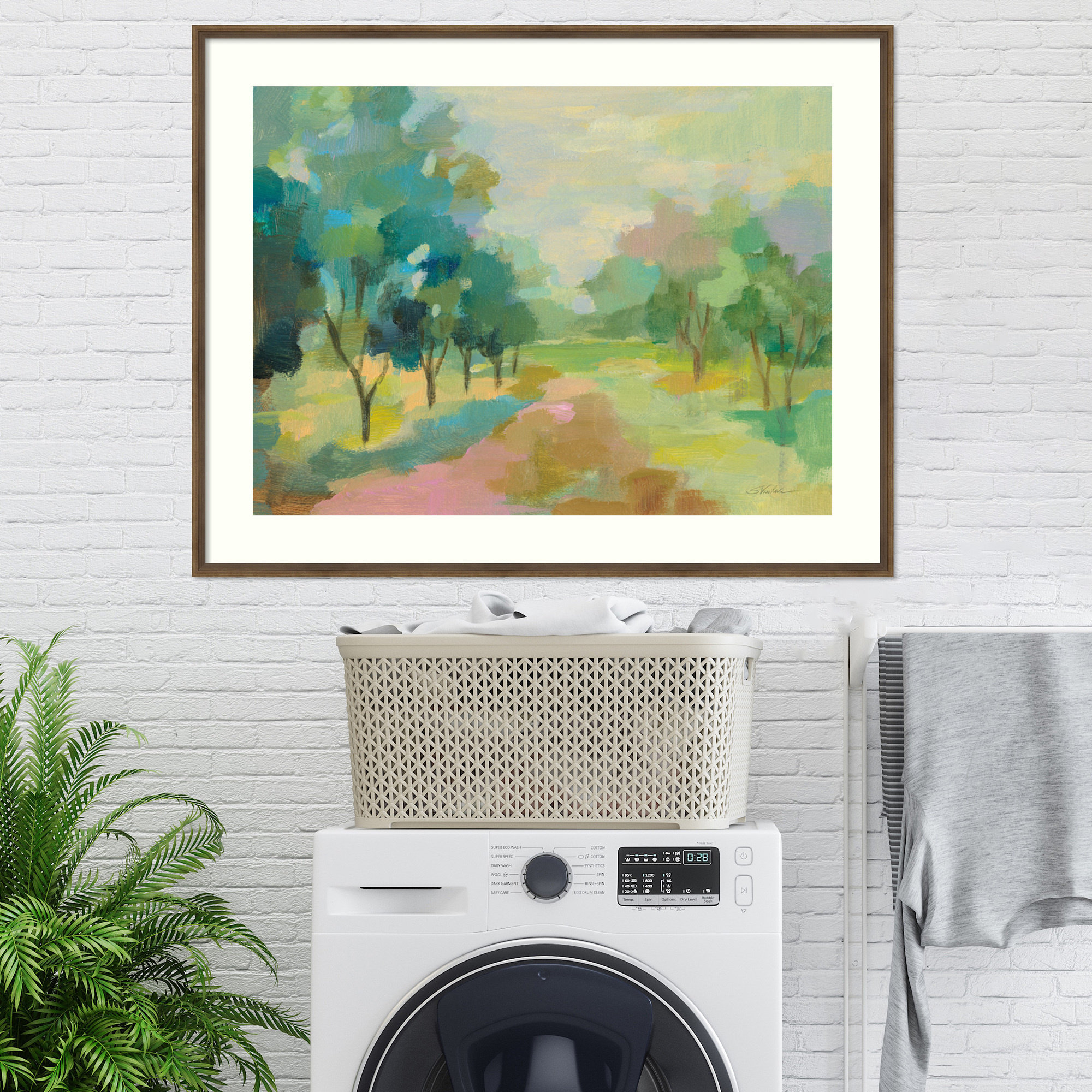 Sunrise Forest by Silvia Vassileva, 33" H x 42" W, Light Bronze Framed Paper