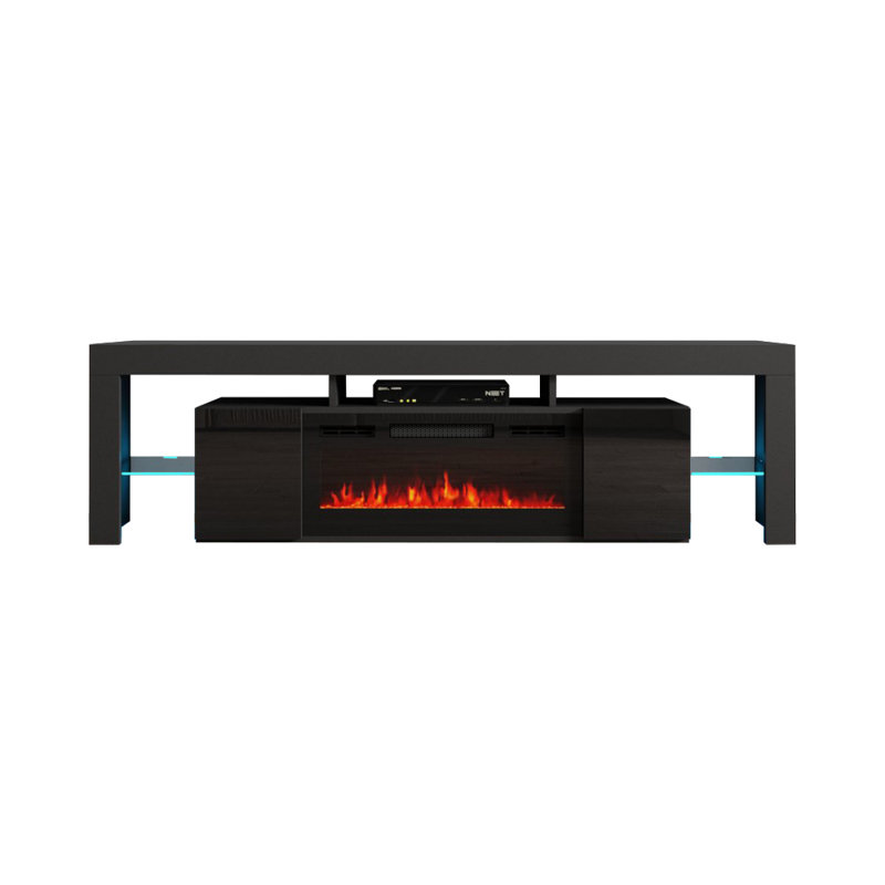 Soleo Black 79" Electric Fireplace TV Stand with Storage Cabinets