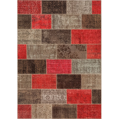 Tapis rouge en coton noué à la main
