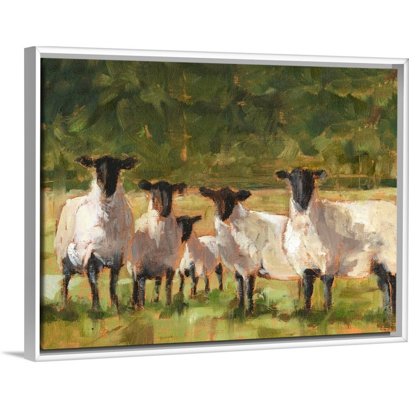 «Sheep Family II», art mural sur toile, H 20 po x l 26 po x P 2 po, Toile avec cadre blanc