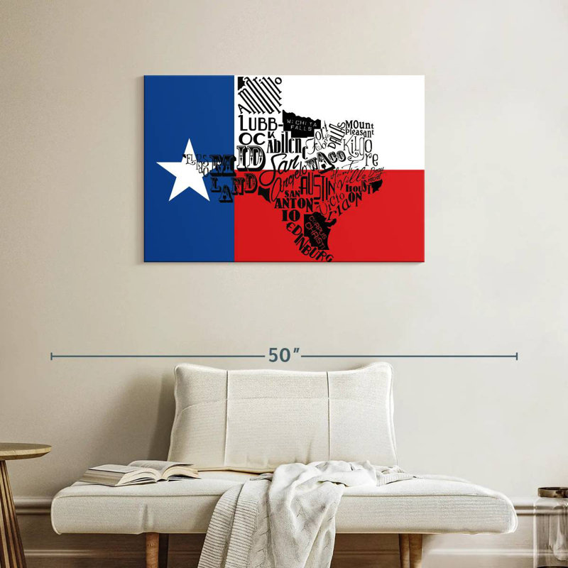 Drapeau du Texas avec carte, H 24 po x l 36 po