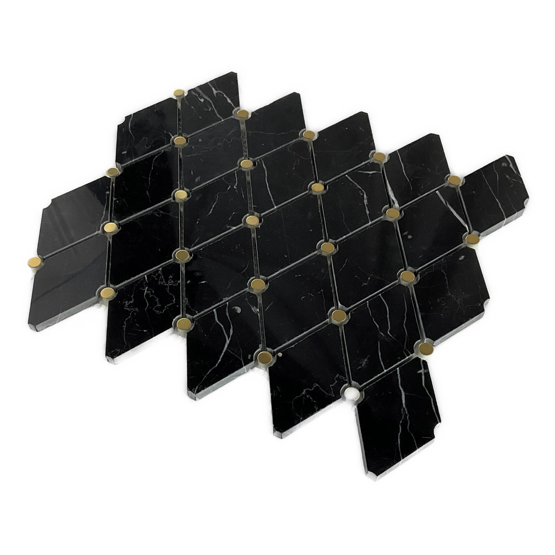 2" x 3.5" Nero Marquina and Gold Metal Mosaic Wall & Floor Tile ES Stone