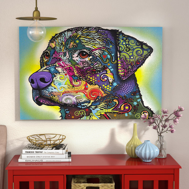 «The Rottweiler», impression sur toile tendue, H 12 po x l 18 po x P 1,5 po, Toile tendue