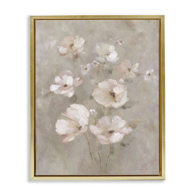 Fleurs rosées sur cadre flottant beige, design par Carol Robinson