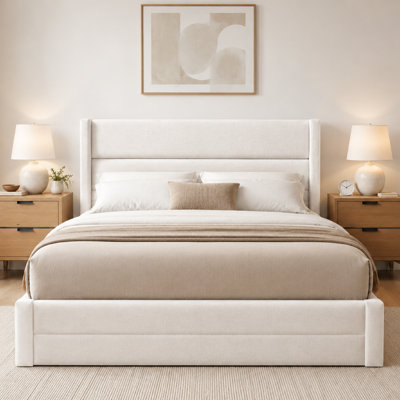 Lit de rangement moderne avec tête de lit tapissier