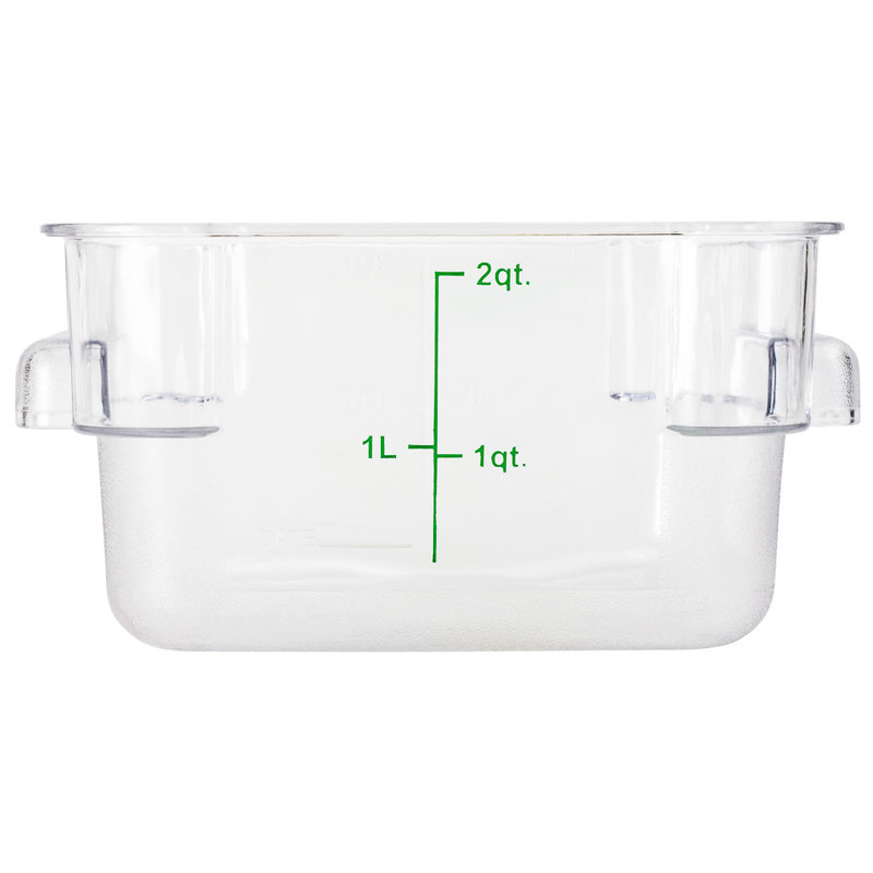 Seau à saumure de 2 pintes, 1 récipient carré de marinage - avec marqueurs de volume, poignée intégrée, seau à pâte en plastique transparent et vert, allant au congélateur, couvercle vendu séparément
