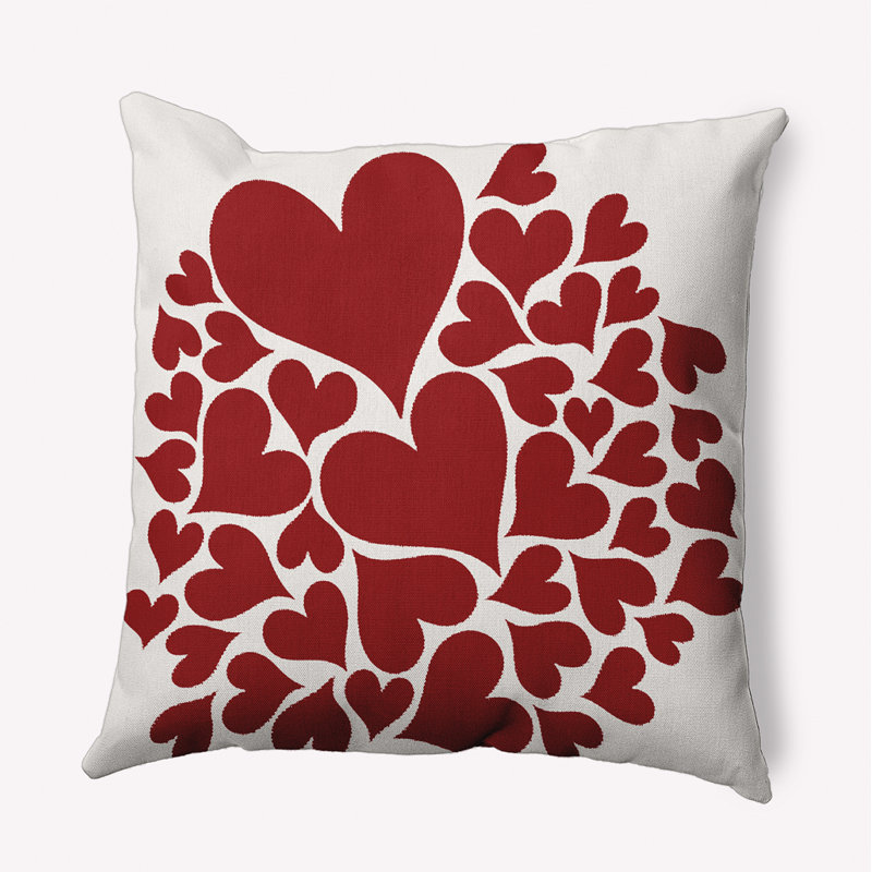 Housse et insert de coussin décoratif en polyester, H 16 po x l 16 po, Rouge Saint-Valentin, Extérieur