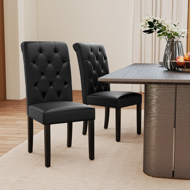 Chaise parsons capitonnée Barbagallo, Similicuir noir