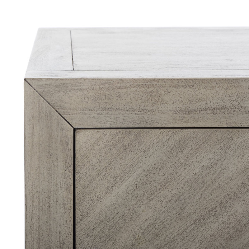 Light Grey Mahogany Wood 2-Drawer Nightstand, 30'' Wide