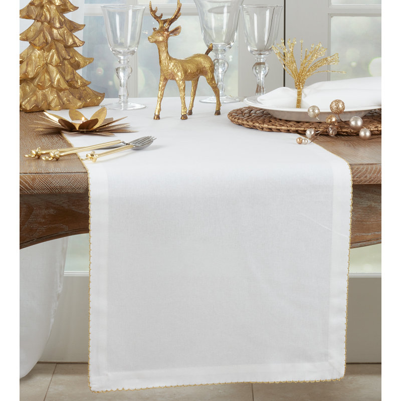 Recotting Solid Color 100% Cotton Table Runner, Gold, 16" W x 108" L