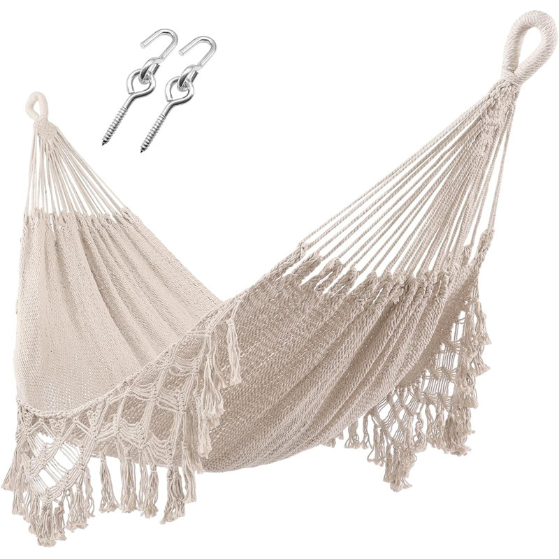 Hand woven with tassel hammock