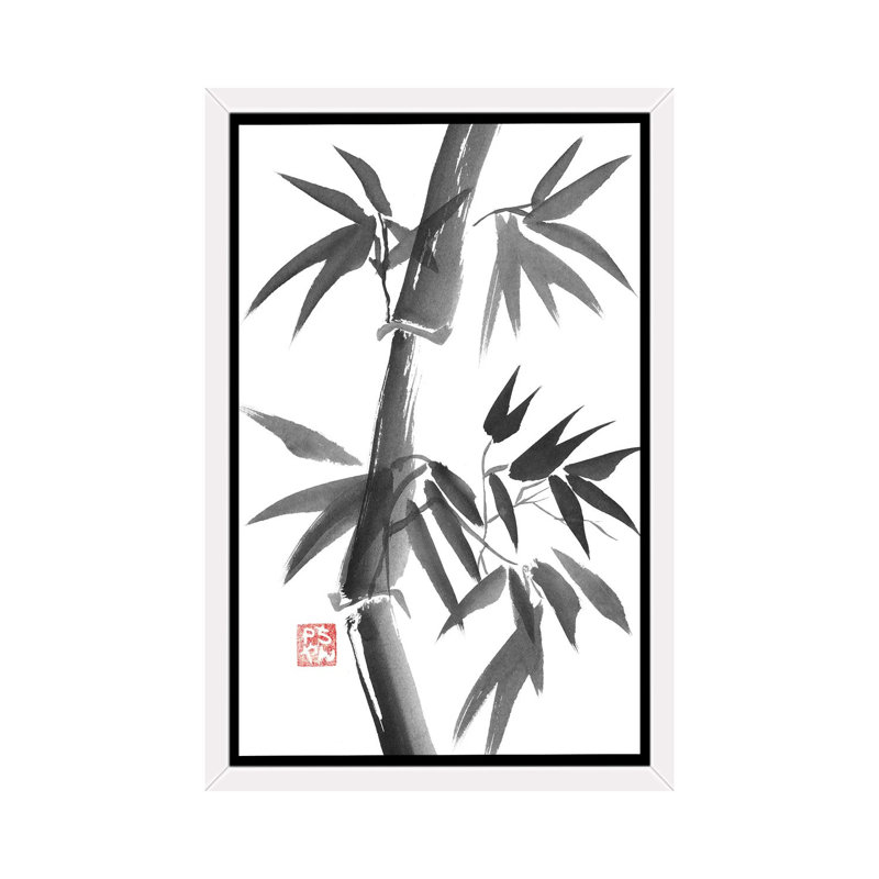 «Bamboo» par Péchane - impression d'art graphique, H 60 po x l 40po x P 1,5 po, Toile blanche encadrée, Pas de tapis
