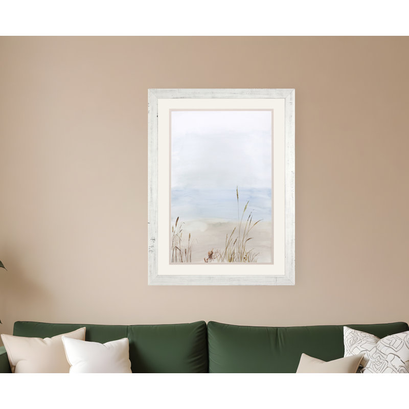 Soft Beach Grass I White Framed Print Wall Art