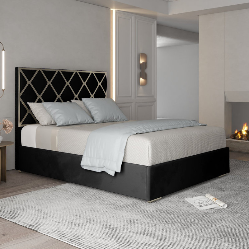 Anatalia Upholstered Bed, Single (3'), Black