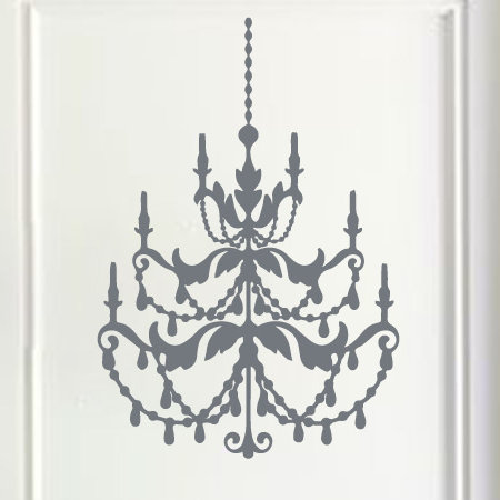 Décalcomanie murale lustre française, Gris orage, H 24 po x l 16 po x P 0,01 po