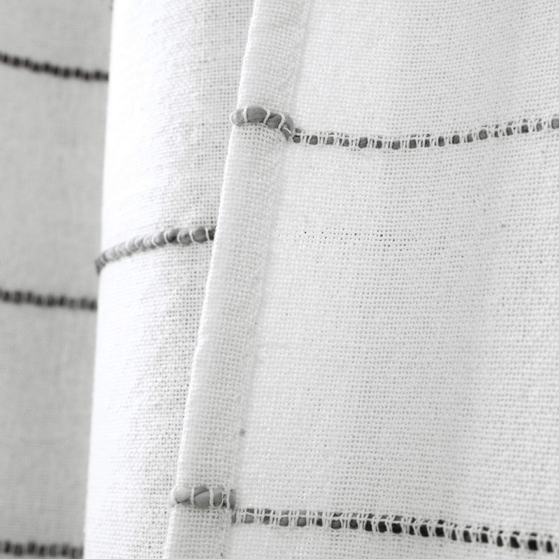 Gray Ombre Stripe Cotton Polyester Light-Filtering Curtains