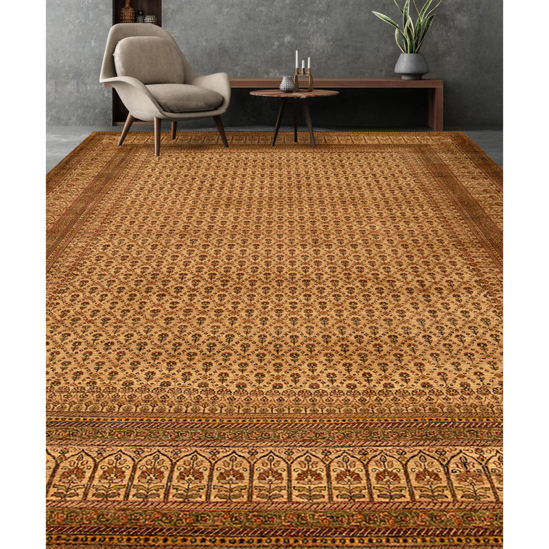 Hand Knotted Wool Area Rug in Beige