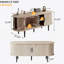 Meuble télé, console télé moderne avec compartiment de rangement et porte coulissante pour salon, chambre à coucher, bureau